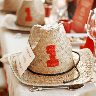 for a little western flare make your own cowboy hat table numbers like these from #stylemepretty #PreppyPlanner